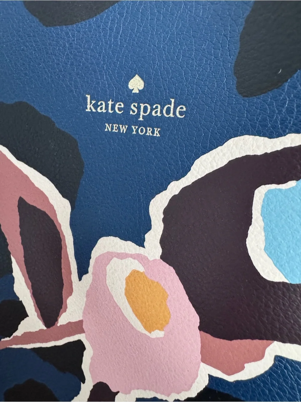 kate spade navy floral tote with yellow interior